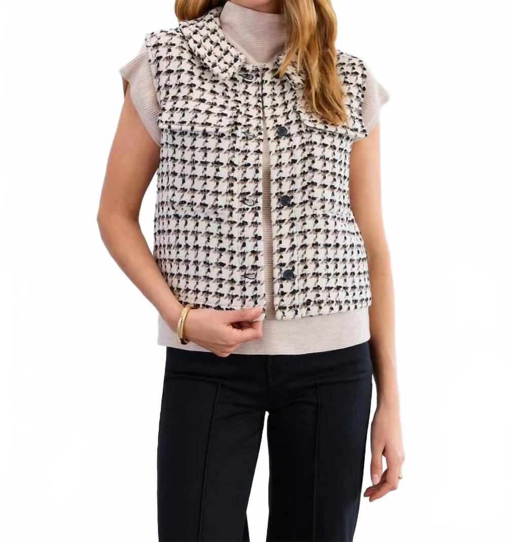 NEW FDJ taytum tweed vest in ivory and black